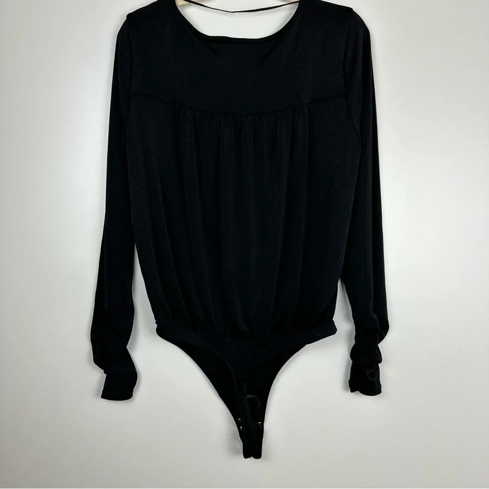 Free People New Kaya V Neck Keyhole Bodysuit Black Size XL - Picture 11 of 14